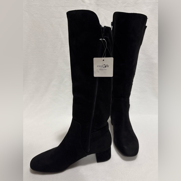 East 5th Womens 9M Black Surrey Block Heel Faux Suede Dress Boots Memory Foam - Picture 7 of 14